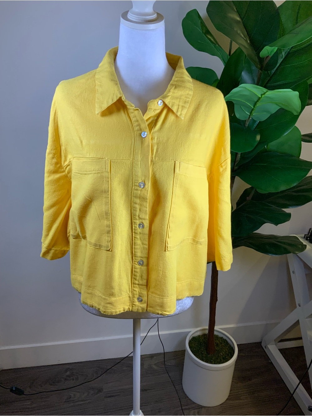 Marc New York Bright Yellow Button-Front Utility Jacket